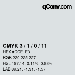 カラーコード: CMYK 3 / 1 / 0 / 11 | qconv.com