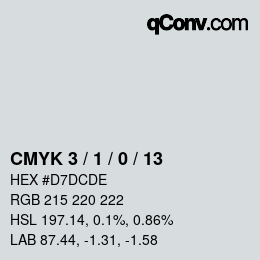 颜色代码: CMYK 3 / 1 / 0 / 13 | qconv.com