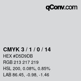 カラーコード: CMYK 3 / 1 / 0 / 14 | qconv.com