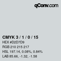 Farbcode: CMYK 3 / 1 / 0 / 15 | qconv.com