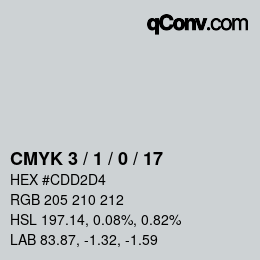 颜色代码: CMYK 3 / 1 / 0 / 17 | qconv.com