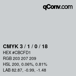 Código de color: CMYK 3 / 1 / 0 / 18 | qconv.com