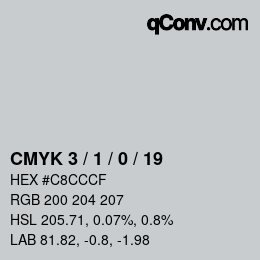 颜色代码: CMYK 3 / 1 / 0 / 19 | qconv.com