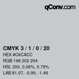 カラーコード: CMYK 3 / 1 / 0 / 20 | qconv.com