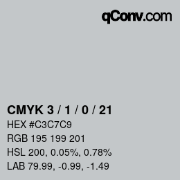 カラーコード: CMYK 3 / 1 / 0 / 21 | qconv.com