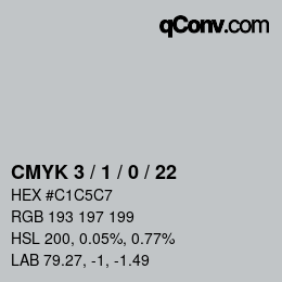 カラーコード: CMYK 3 / 1 / 0 / 22 | qconv.com