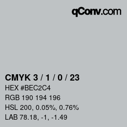 カラーコード: CMYK 3 / 1 / 0 / 23 | qconv.com