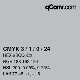 颜色代码: CMYK 3 / 1 / 0 / 24 | qconv.com