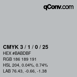颜色代码: CMYK 3 / 1 / 0 / 25 | qconv.com