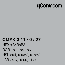 カラーコード: CMYK 3 / 1 / 0 / 27 | qconv.com