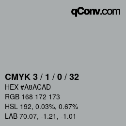 カラーコード: CMYK 3 / 1 / 0 / 32 | qconv.com