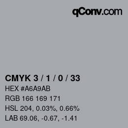 颜色代码: CMYK 3 / 1 / 0 / 33 | qconv.com