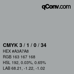 颜色代码: CMYK 3 / 1 / 0 / 34 | qconv.com