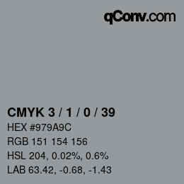 Farbcode: CMYK 3 / 1 / 0 / 39 | qconv.com