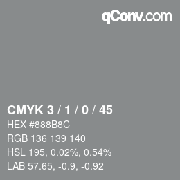 Color code: CMYK 3 / 1 / 0 / 45 | qconv.com