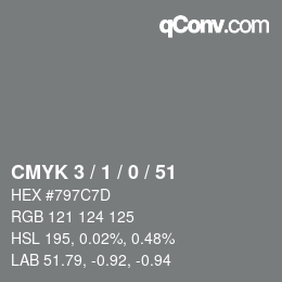 Color code: CMYK 3 / 1 / 0 / 51 | qconv.com