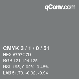 Color code: CMYK 3 / 1 / 0 / 51 | qconv.com