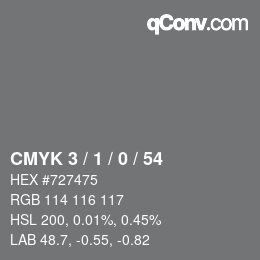 Color code: CMYK 3 / 1 / 0 / 54 | qconv.com