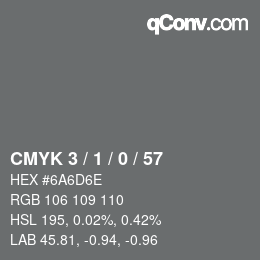 颜色代码: CMYK 3 / 1 / 0 / 57 | qconv.com