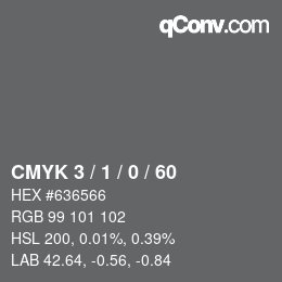 Color code: CMYK 3 / 1 / 0 / 60 | qconv.com