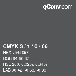 颜色代码: CMYK 3 / 1 / 0 / 66 | qconv.com
