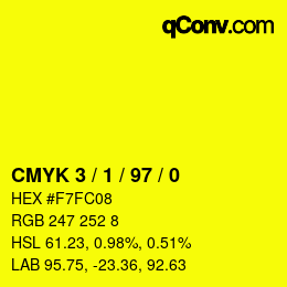 Color code: CMYK 3 / 1 / 97 / 0 | qconv.com