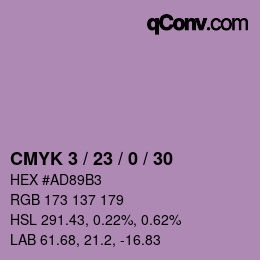 カラーコード: CMYK 3 / 23 / 0 / 30 | qconv.com