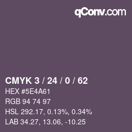 カラーコード: CMYK 3 / 24 / 0 / 62 | qconv.com
