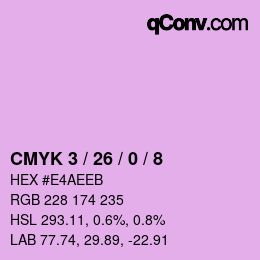 Farbcode: CMYK 3 / 26 / 0 / 8 | qconv.com