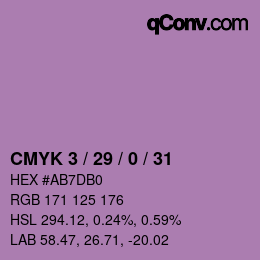 Color code: CMYK 3 / 29 / 0 / 31 | qconv.com