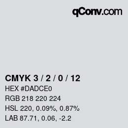 Farbcode: CMYK 3 / 2 / 0 / 12 | qconv.com