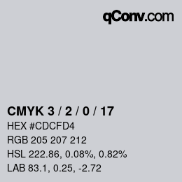 Color code: CMYK 3 / 2 / 0 / 17 | qconv.com