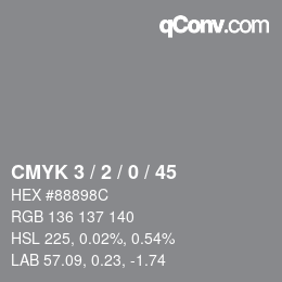 Color code: CMYK 3 / 2 / 0 / 45 | qconv.com