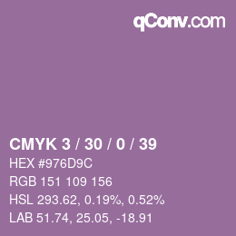 Code couleur: CMYK 3 / 30 / 0 / 39 | qconv.com
