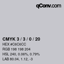 颜色代码: CMYK 3 / 3 / 0 / 20 | qconv.com