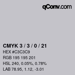 Color code: CMYK 3 / 3 / 0 / 21 | qconv.com