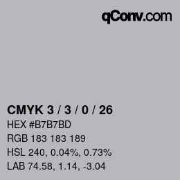 カラーコード: CMYK 3 / 3 / 0 / 26 | qconv.com