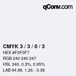 Farbcode: CMYK 3 / 3 / 0 / 3 | qconv.com