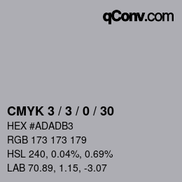 カラーコード: CMYK 3 / 3 / 0 / 30 | qconv.com