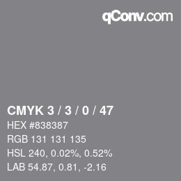 Color code: CMYK 3 / 3 / 0 / 47 | qconv.com