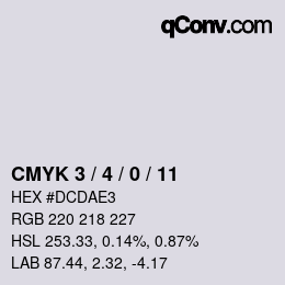 カラーコード: CMYK 3 / 4 / 0 / 11 | qconv.com