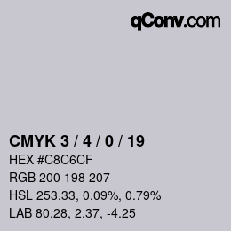 カラーコード: CMYK 3 / 4 / 0 / 19 | qconv.com