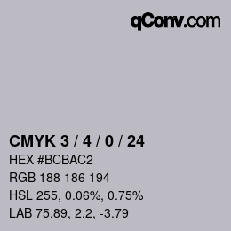 カラーコード: CMYK 3 / 4 / 0 / 24 | qconv.com
