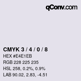 カラーコード: CMYK 3 / 4 / 0 / 8 | qconv.com