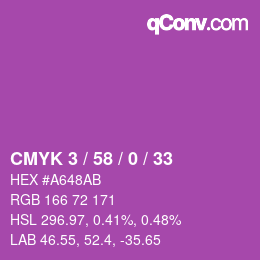 カラーコード: CMYK 3 / 58 / 0 / 33 | qconv.com