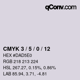 カラーコード: CMYK 3 / 5 / 0 / 12 | qconv.com