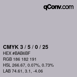 カラーコード: CMYK 3 / 5 / 0 / 25 | qconv.com