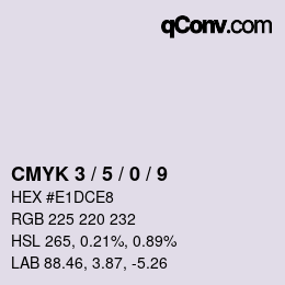 Farbcode: CMYK 3 / 5 / 0 / 9 | qconv.com