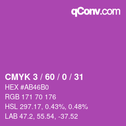 カラーコード: CMYK 3 / 60 / 0 / 31 | qconv.com