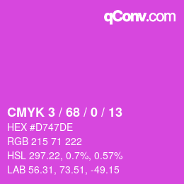 カラーコード: CMYK 3 / 68 / 0 / 13 | qconv.com
